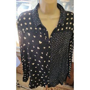 Cato Black Hearts Button-Up Women's Shirt XL